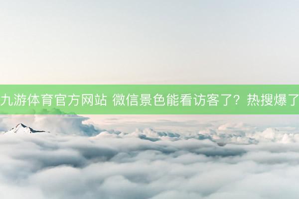 九游体育官方网站 微信景色能看访客了？热搜爆了