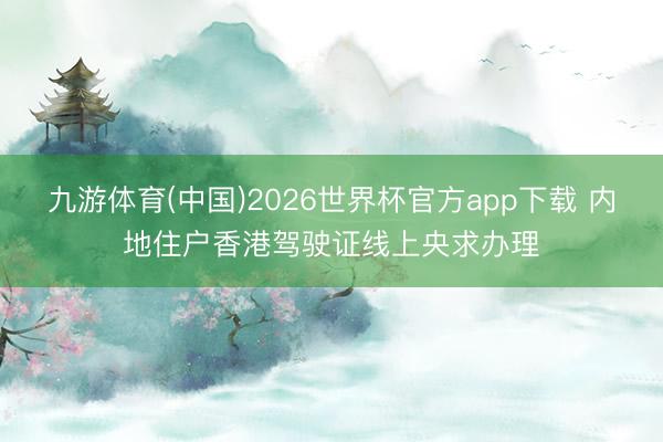 九游体育(中国)2026世界杯官方app下载 内地住户香港驾驶证线上央求办理