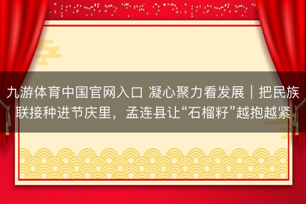 九游体育中国官网入口 凝心聚力看发展｜把民族联接种进节庆里，孟连县让“石榴籽”越抱越紧