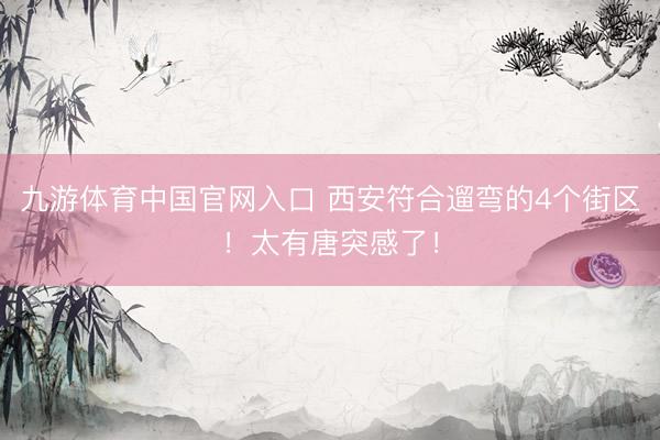 九游体育中国官网入口 西安符合遛弯的4个街区！太有唐突感了！