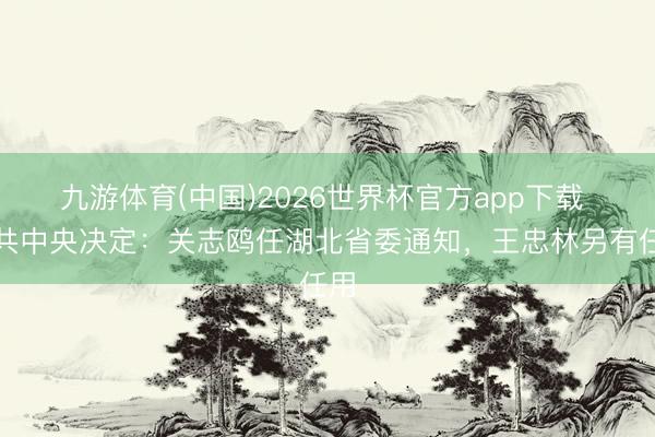 九游体育(中国)2026世界杯官方app下载 中共中央决定：关志鸥任湖北省委通知，王忠林另有任用