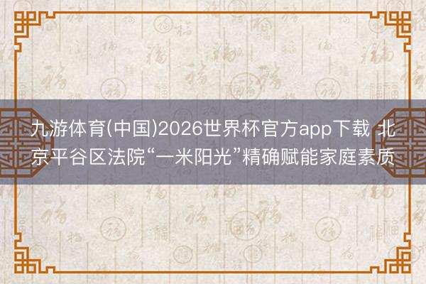 九游体育(中国)2026世界杯官方app下载 北京平谷区法院“一米阳光”精确赋能家庭素质