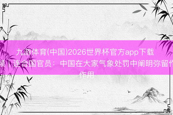 九游体育(中国)2026世界杯官方app下载 视频｜连合国官员：中国在大家气象处罚中阐明弥留作用